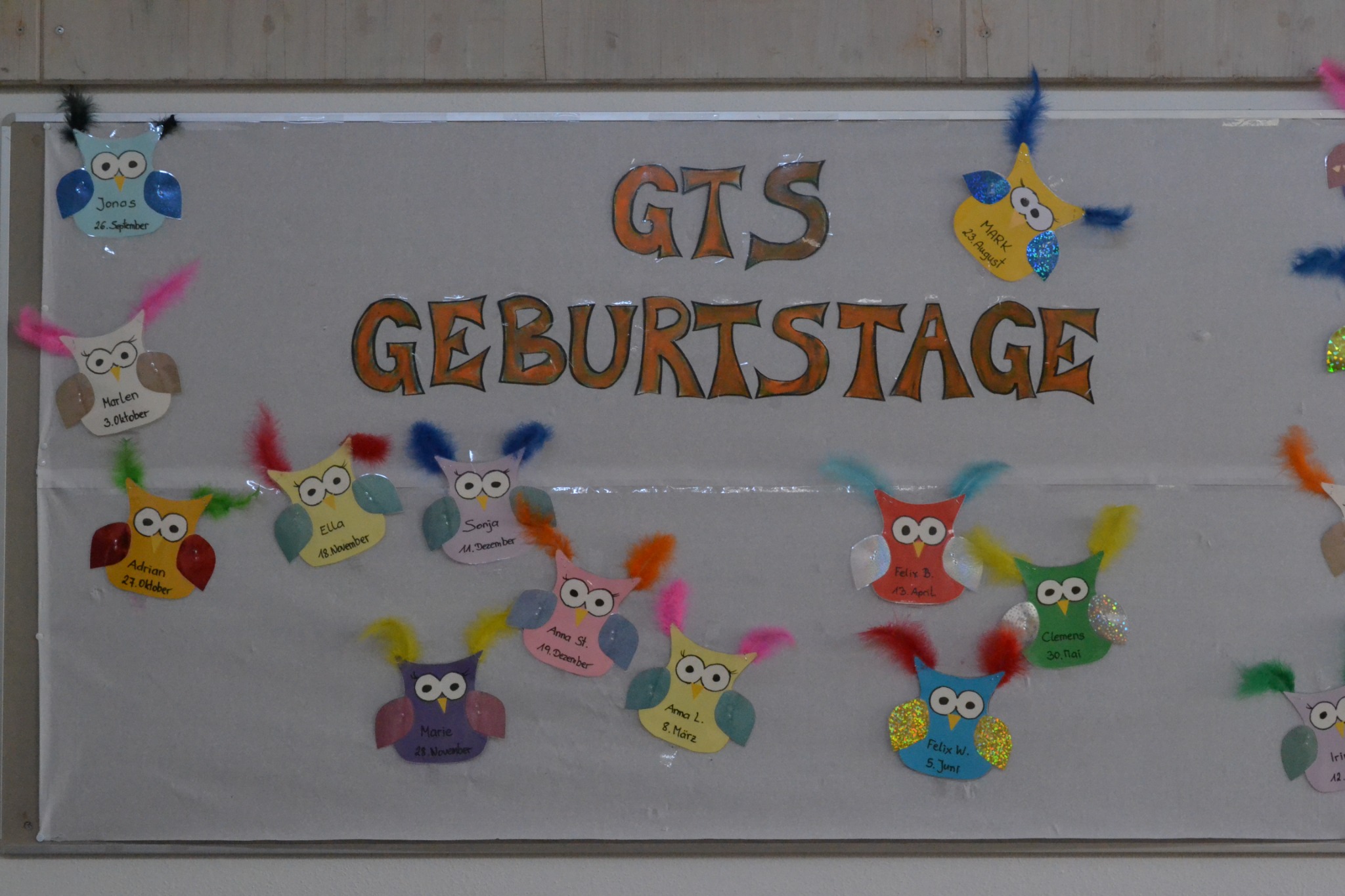 Geburtstagstafel der GTS